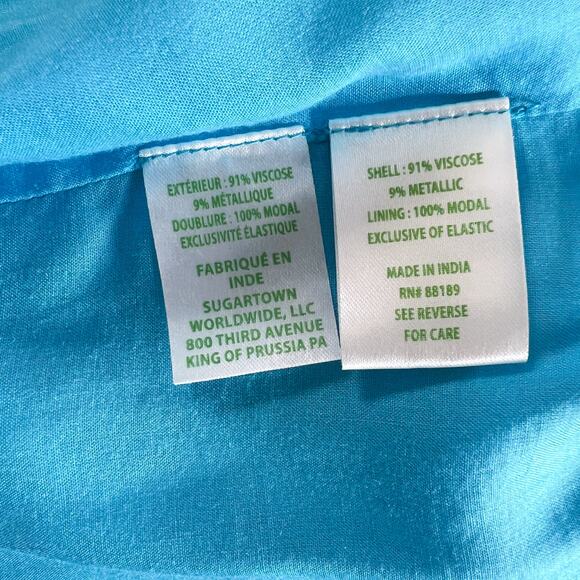 Lilly Pulitzer | Heline Turquoise Blue Gold Polka Dot Ruffle Plus Size Dress 16 - Picture 11 of 13